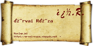 Árvai Róza névjegykártya